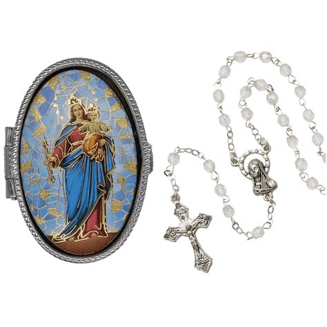 metal rosary box mary mother of jesus old|Our Lady of Christians Rosary Box .